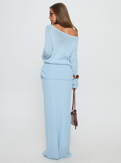 Tessira Boucle Maxi Skirt Blue