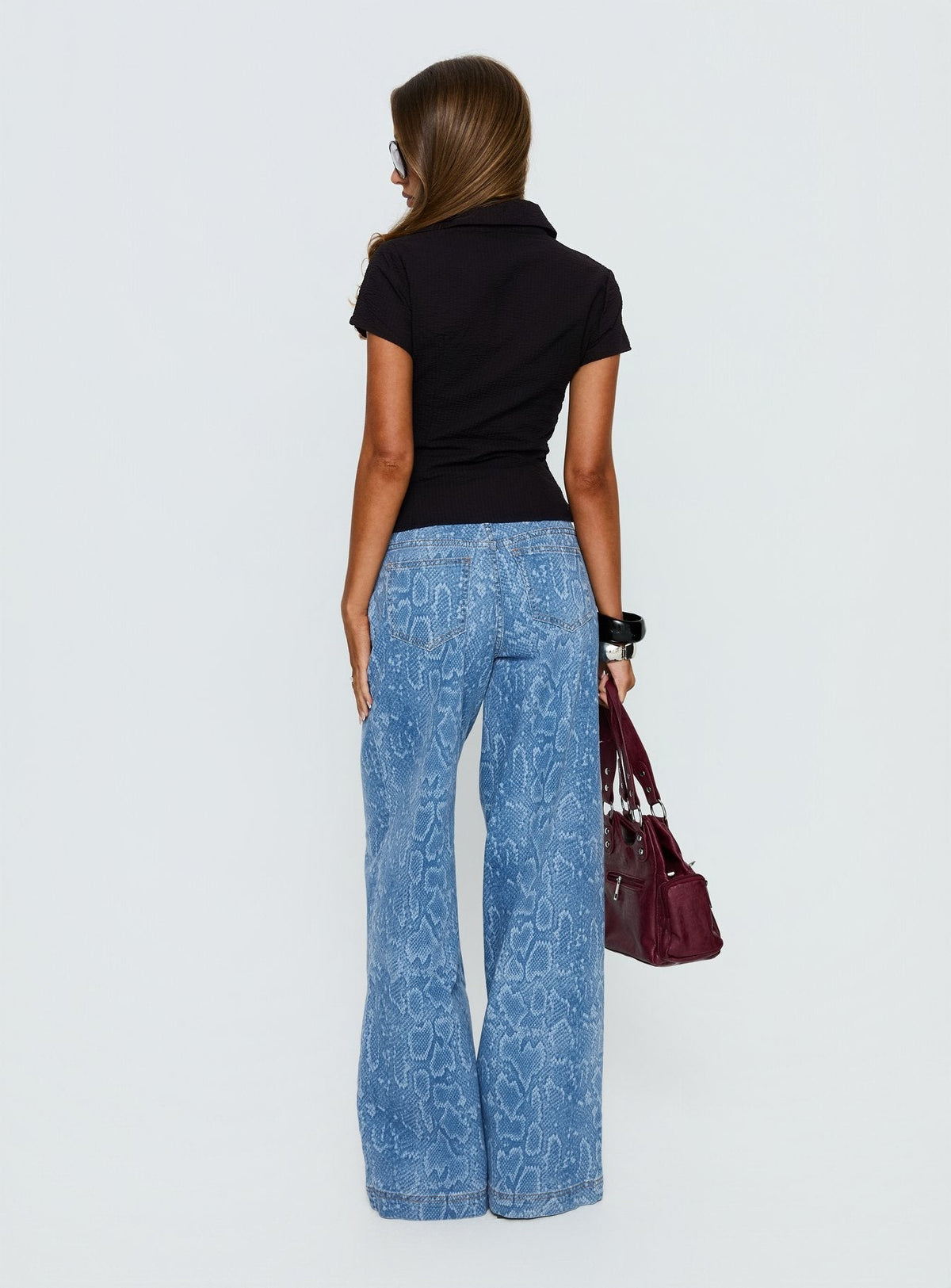 Spoken Truth Mid Rise Straight Leg Jeans Snake Blue Wash