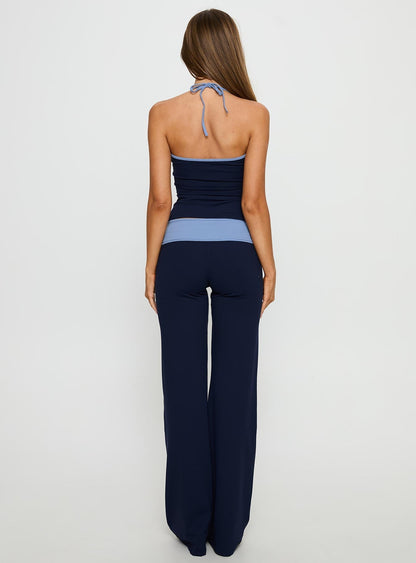 Kobee Jersey Flare Pants Navy / Light Blue
