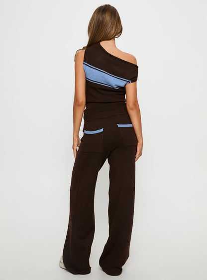 Bekki Wide Leg Knit Pant Brown