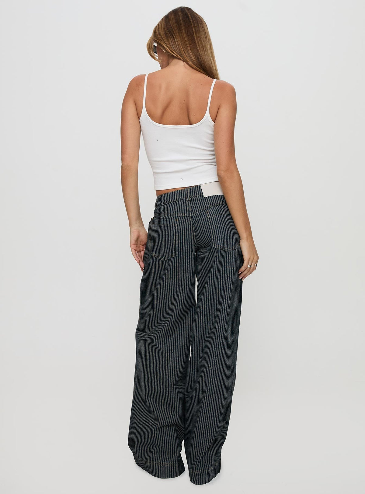 Actually Invested Low Rise Pants Denim Stripe
