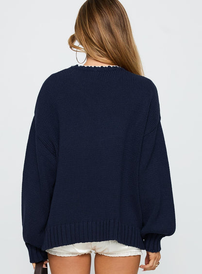 Swan Lake Love Knit Sweater Navy