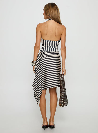 Allure Midi Skirt Noir Stripe