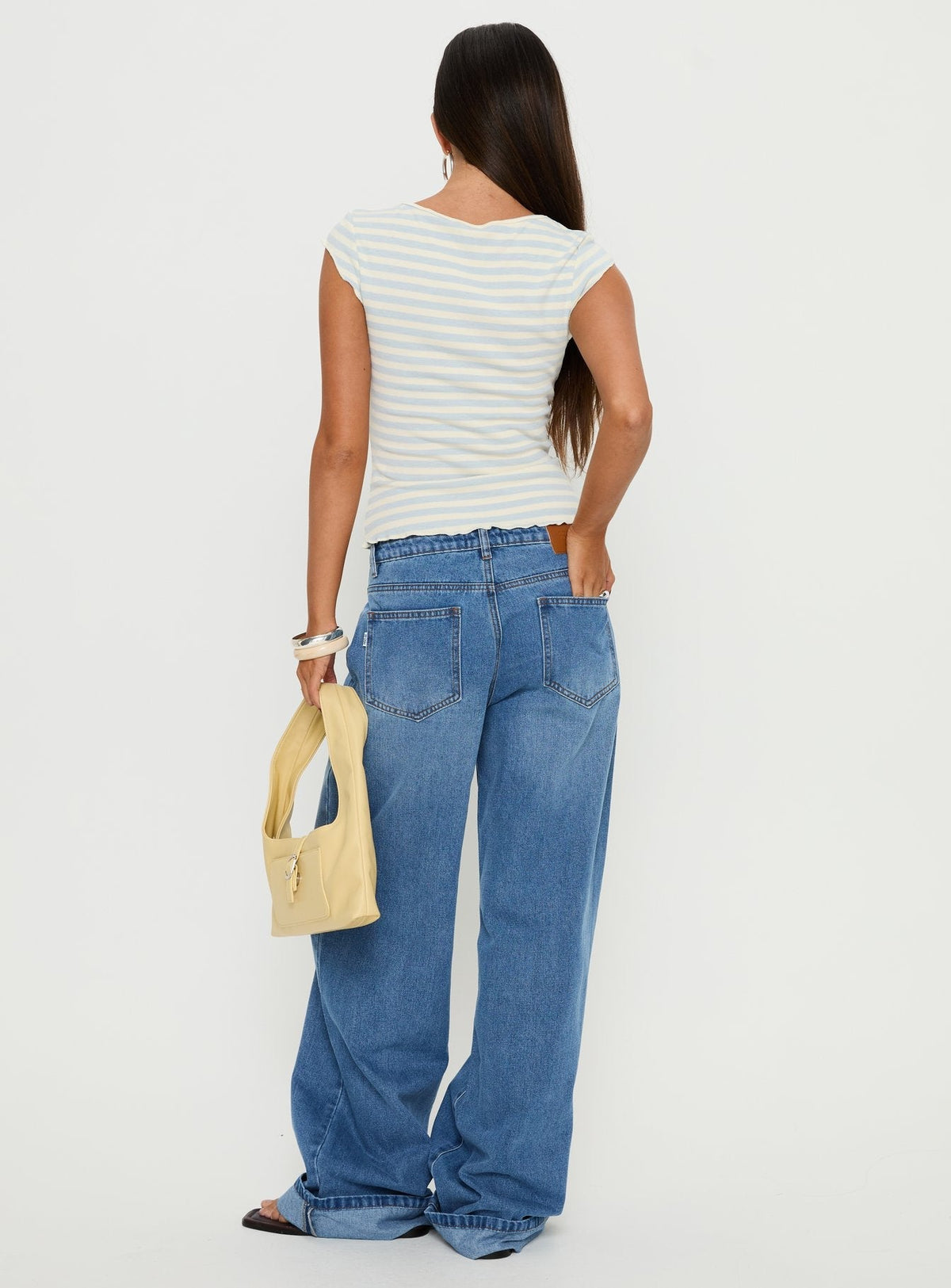 Jacobie Mid Rise Wide Leg Jeans Mid Blue Wash
