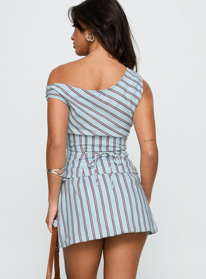 Gulliver Tie Side Mini Skort Blue / Maroon Stripe