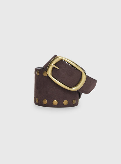 Spheres Stud Belt Dark Brown