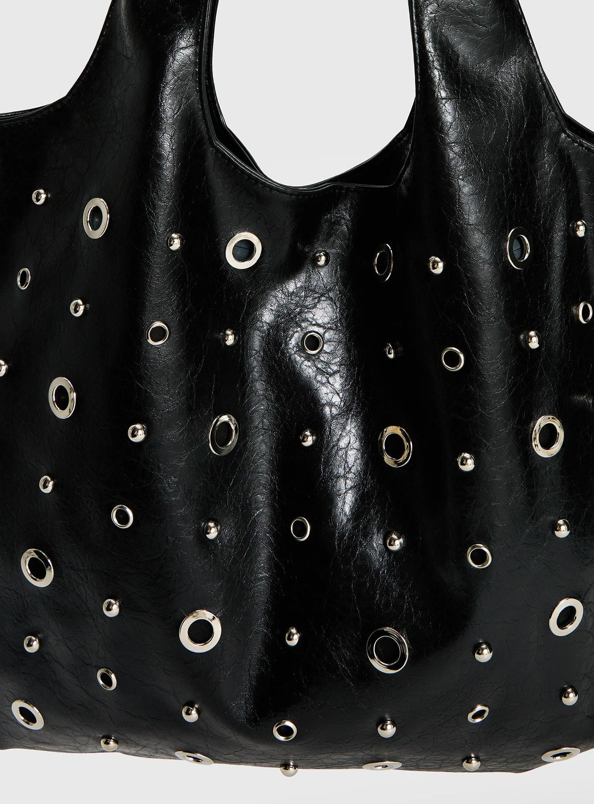 Find Your Love Eyelet Detail Shoulder Bag Black