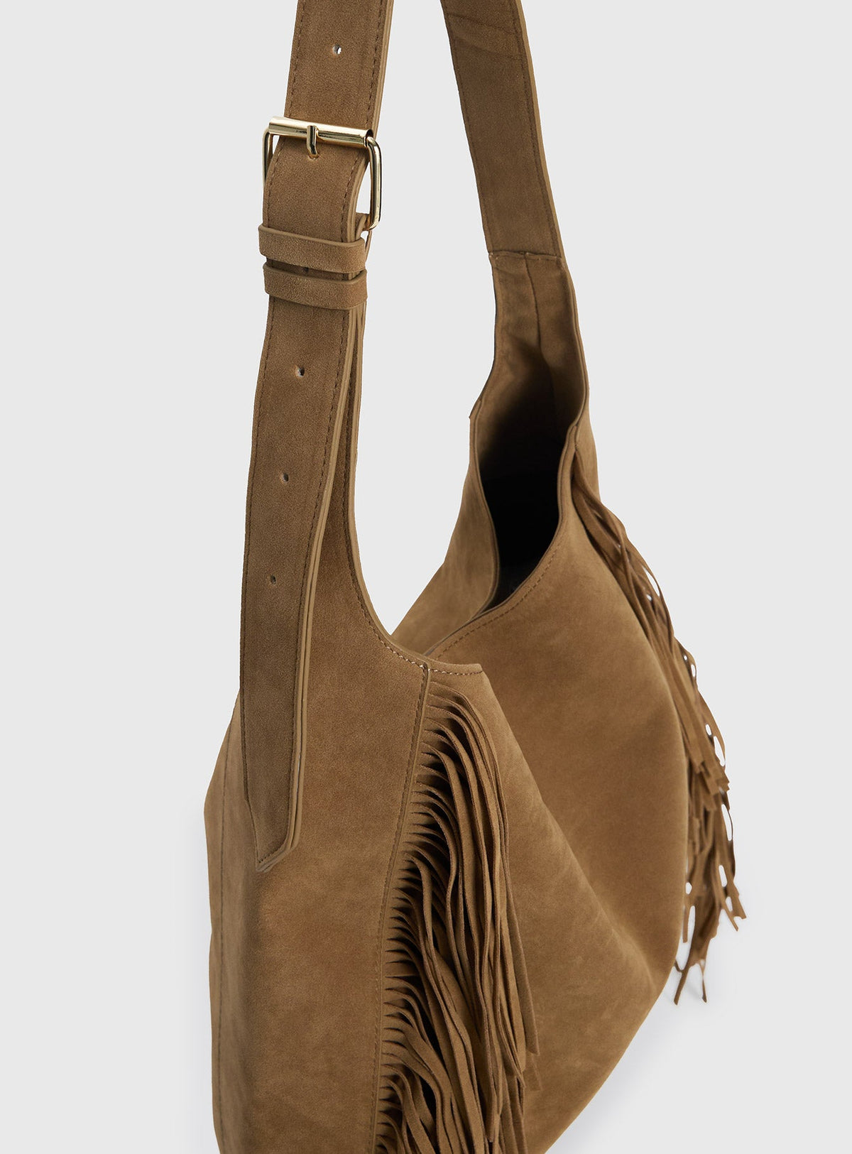 Endless Nights Tassel Faux Suede Shoulder Bag Brown