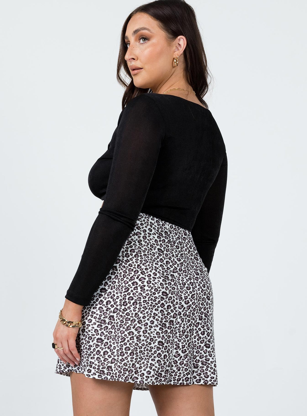 Selby Mini Skirt Black / White Leopard