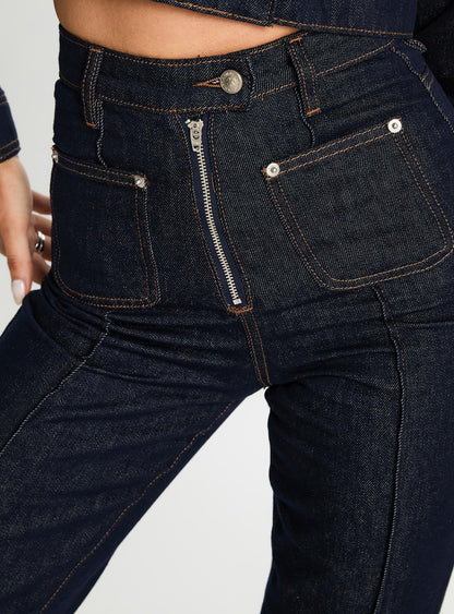 Stallion High Rise Straight Leg Jeans Indigo
