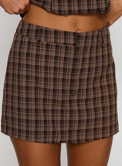 Meggan Mini Skirt Chocolate Check