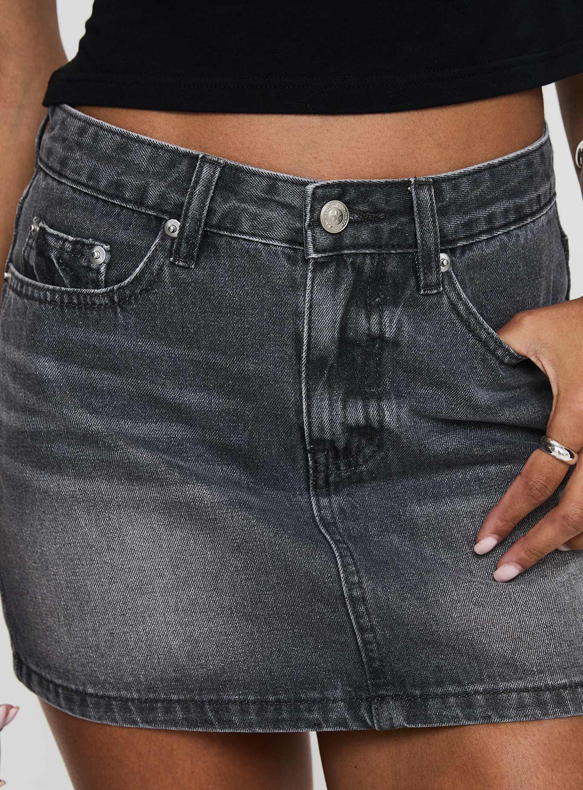 Paulette Denim Mini Skirt Grey Wash