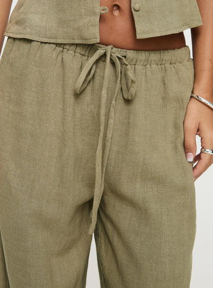 Zodiac Linen Blend Pants Olive