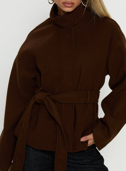 Tameeka Funnel Neck Coat Brown