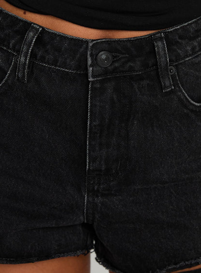 Reflecting Mid Rise Denim Shorts Black Wash