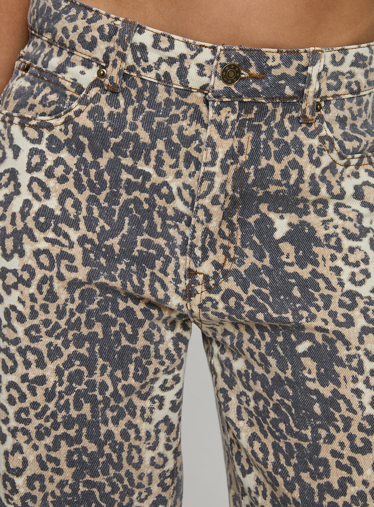 Top Model Low Rise Straight Leg Jeans Leopard Fade