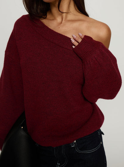 Noble Off The Shoulder Sweater Red