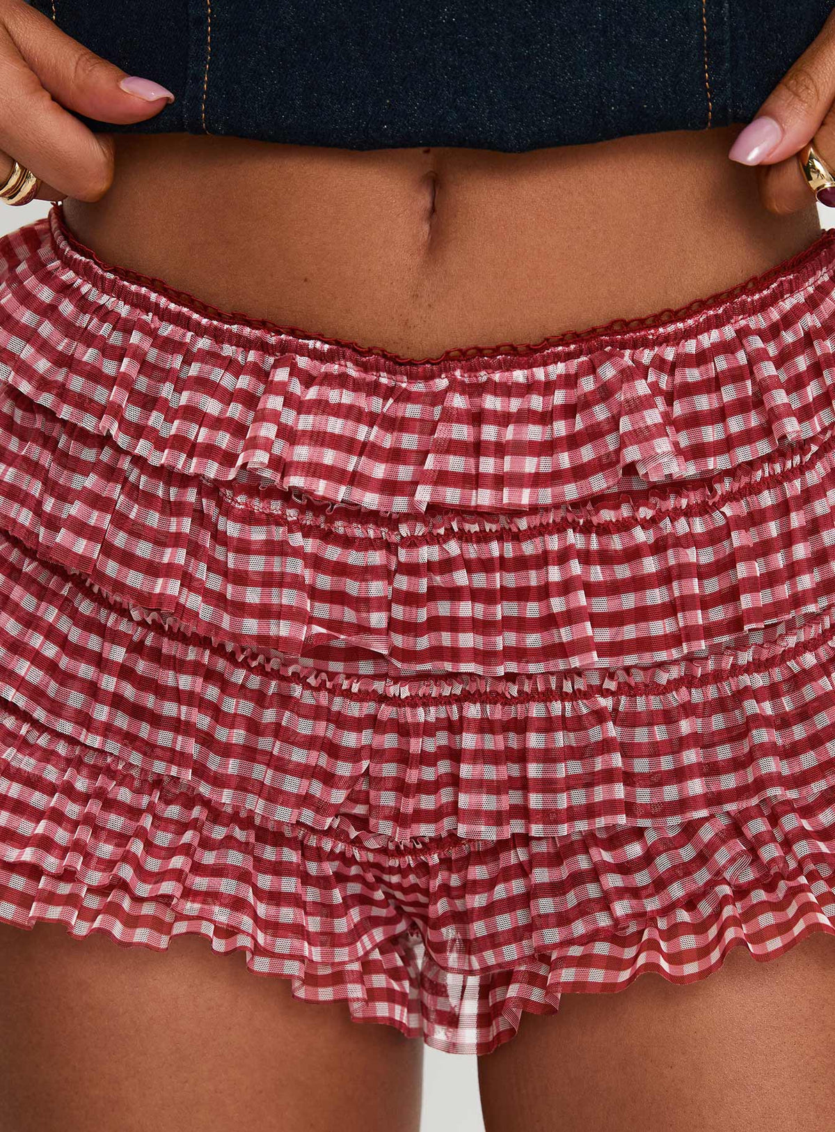 Biscotti Low Rise Bloomer Shorts Red Gingham