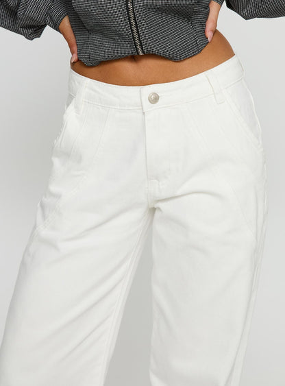 Reaper Mid Rise Baggy Jeans White