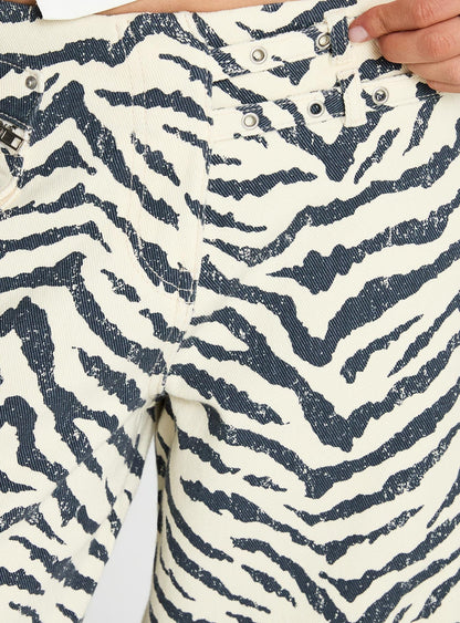 Paltrow Mid Rise Wide Leg Cargo Jeans Zebra