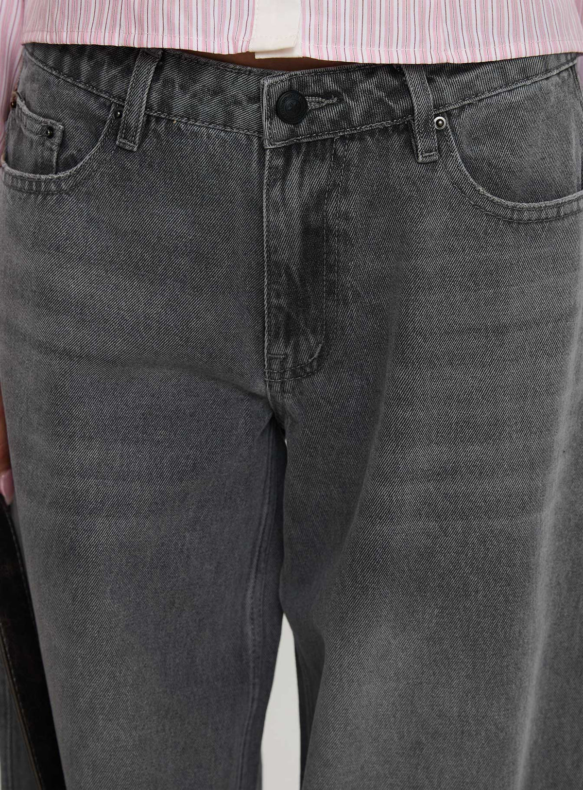 Ramos Low Rise Wide Leg Jeans Grey Wash