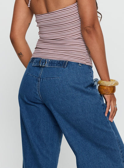 Polaris Mid Rise Straight Leg Jeans Mid Blue