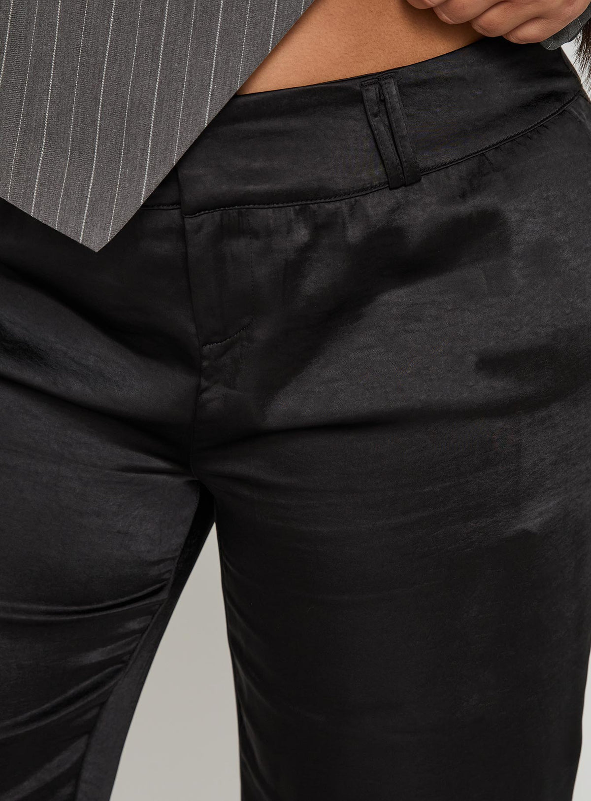First Place Low Rise Satin Pant Black Curve