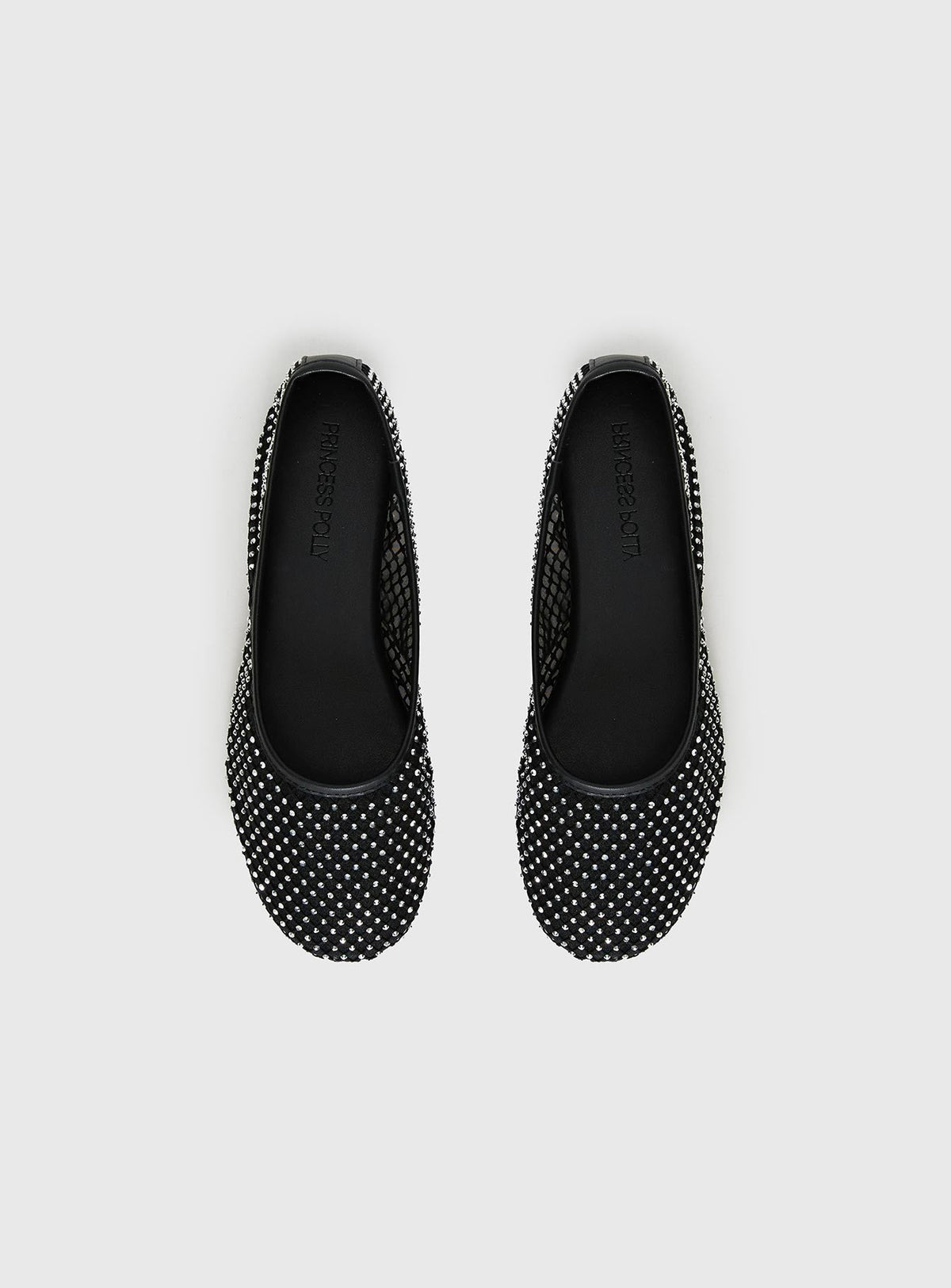 Cerelia Sheer Diamonte Ballet Flats Black
