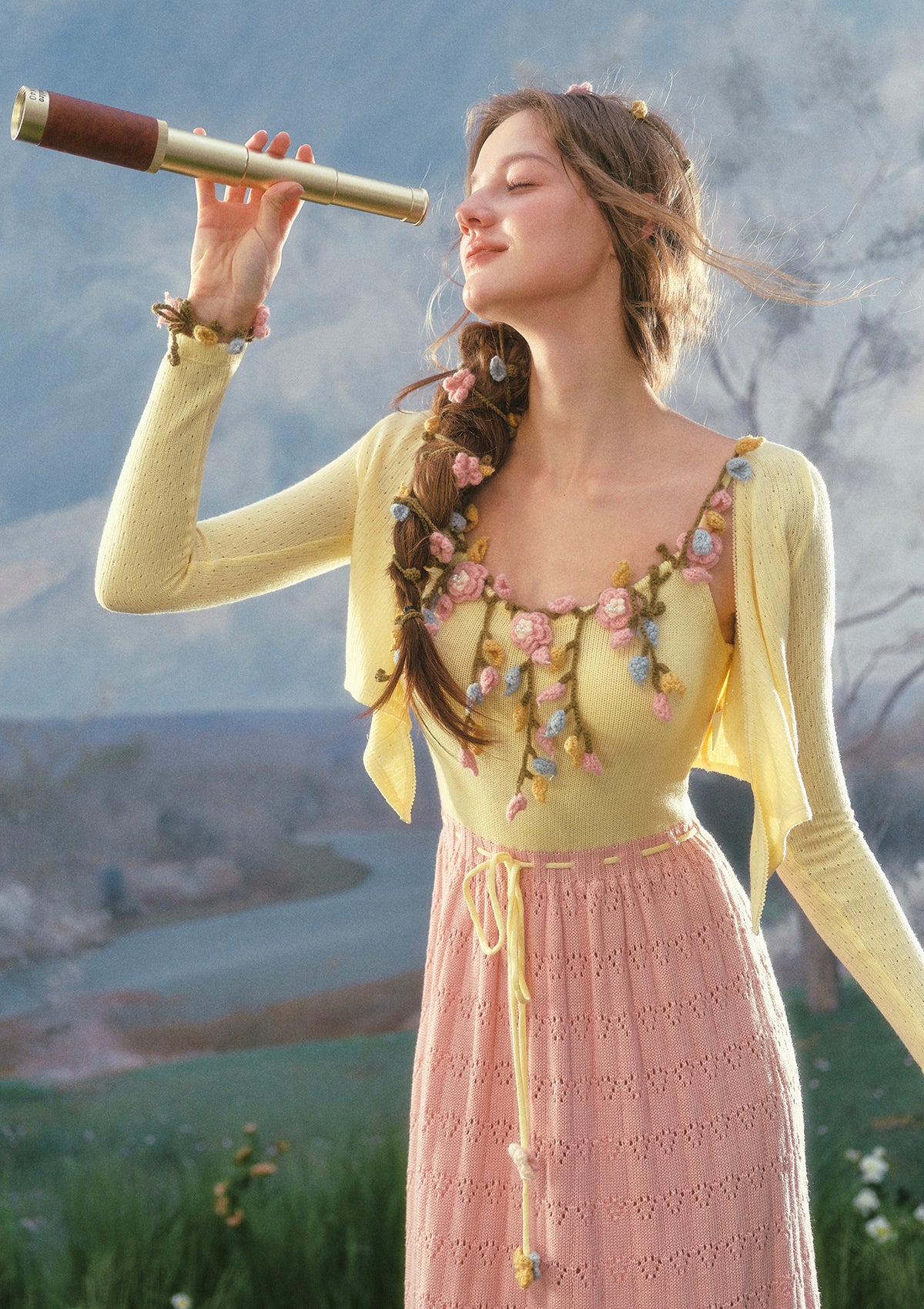Flower Vine Novel Knit Dress