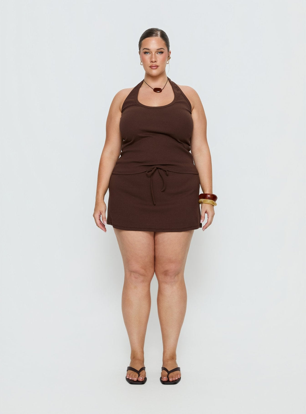 Baseline Rib Skort Brown Curve