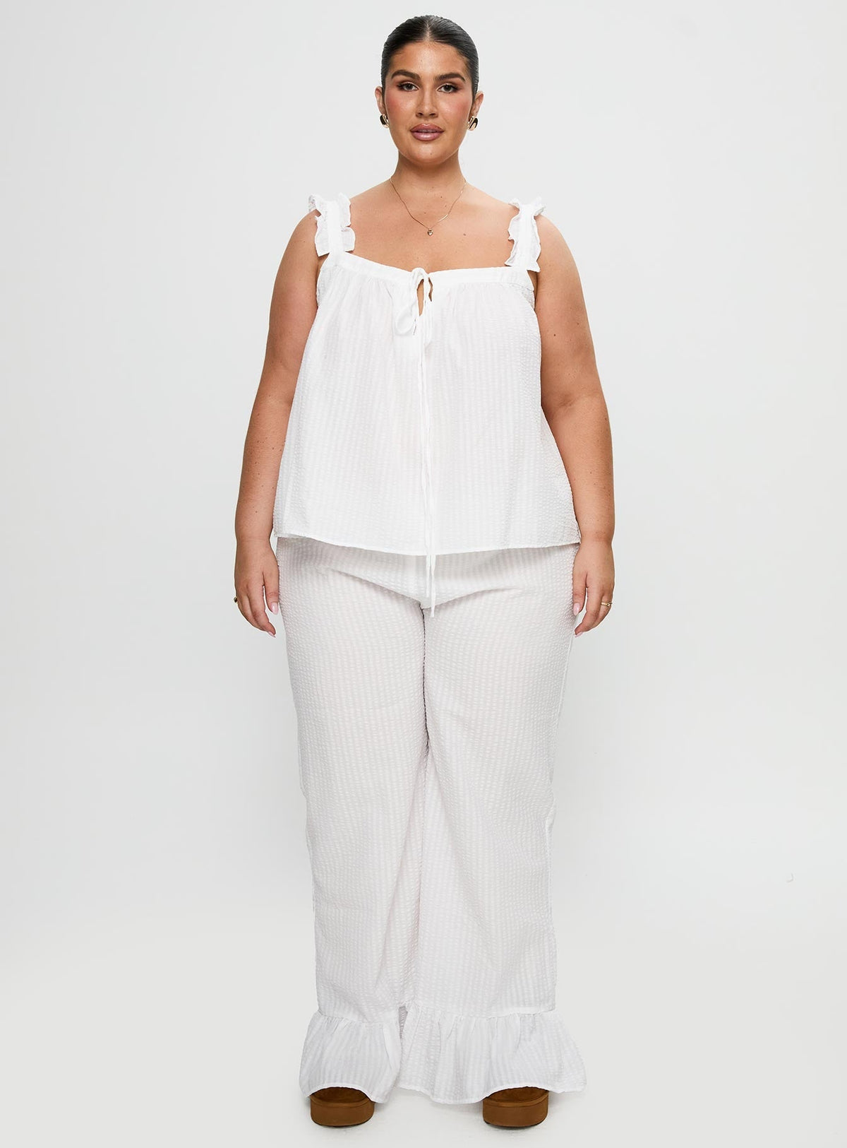 Santabelle Frill Pants White Curve