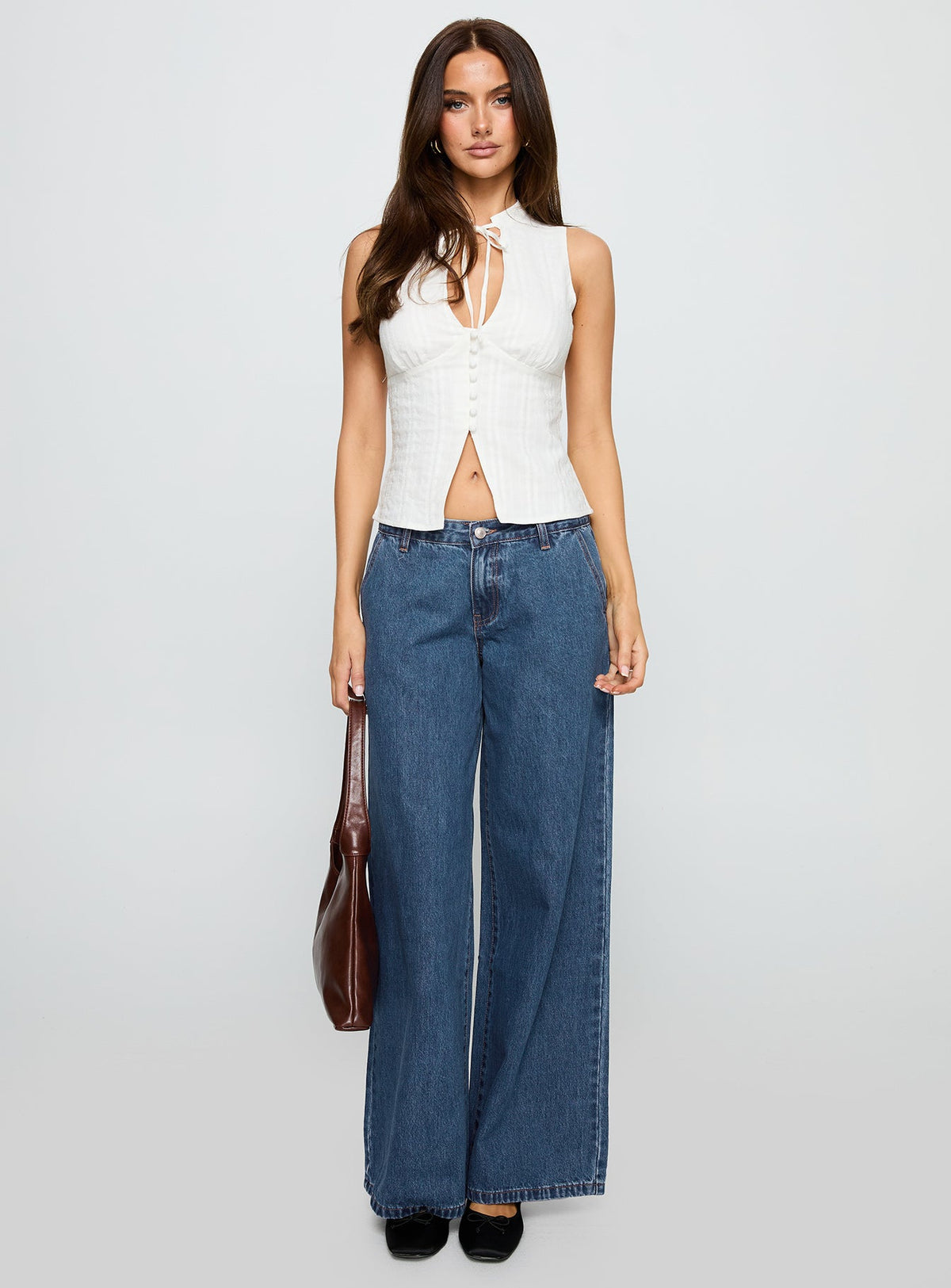 Hyde Low Rise Wide Leg Jeans Mid Blue