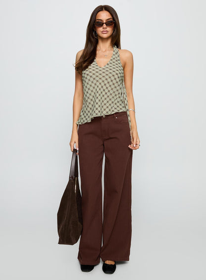 Ramos Low Rise Wide Leg Jeans Brown