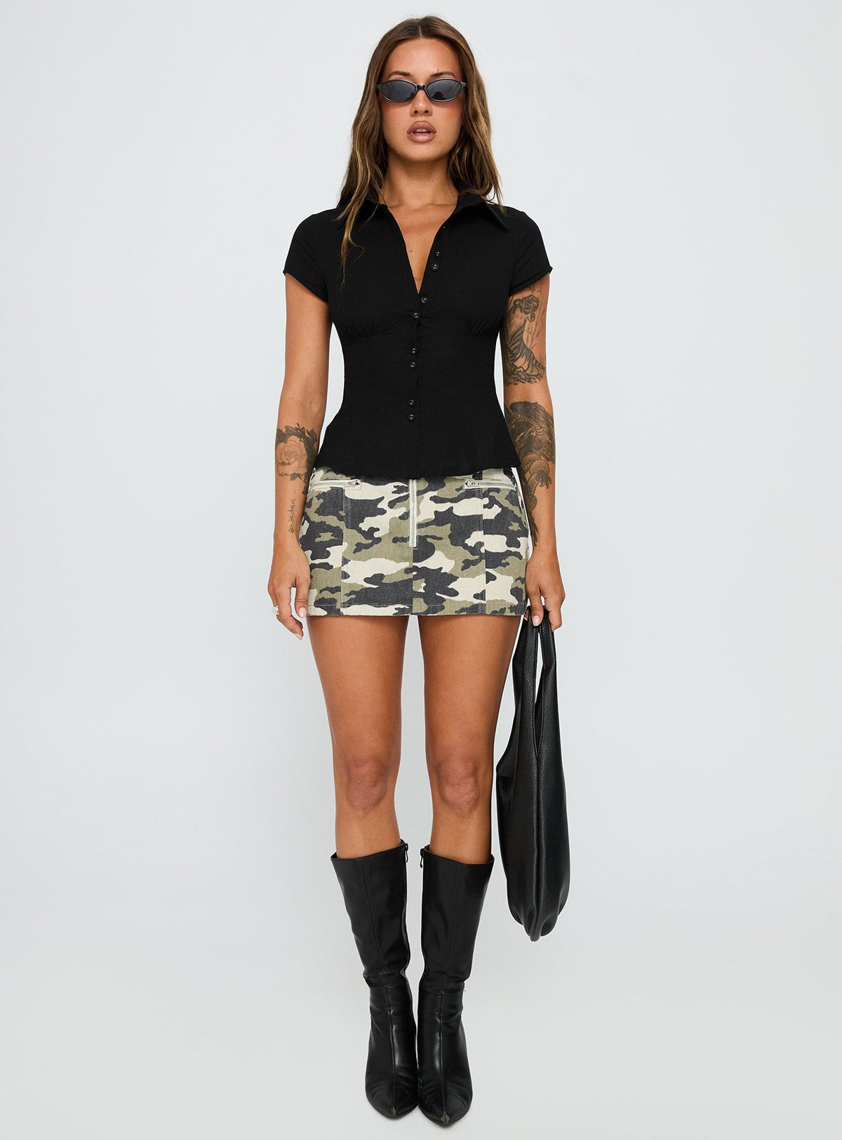 Voltage Denim Mini Skirt Camouflage
