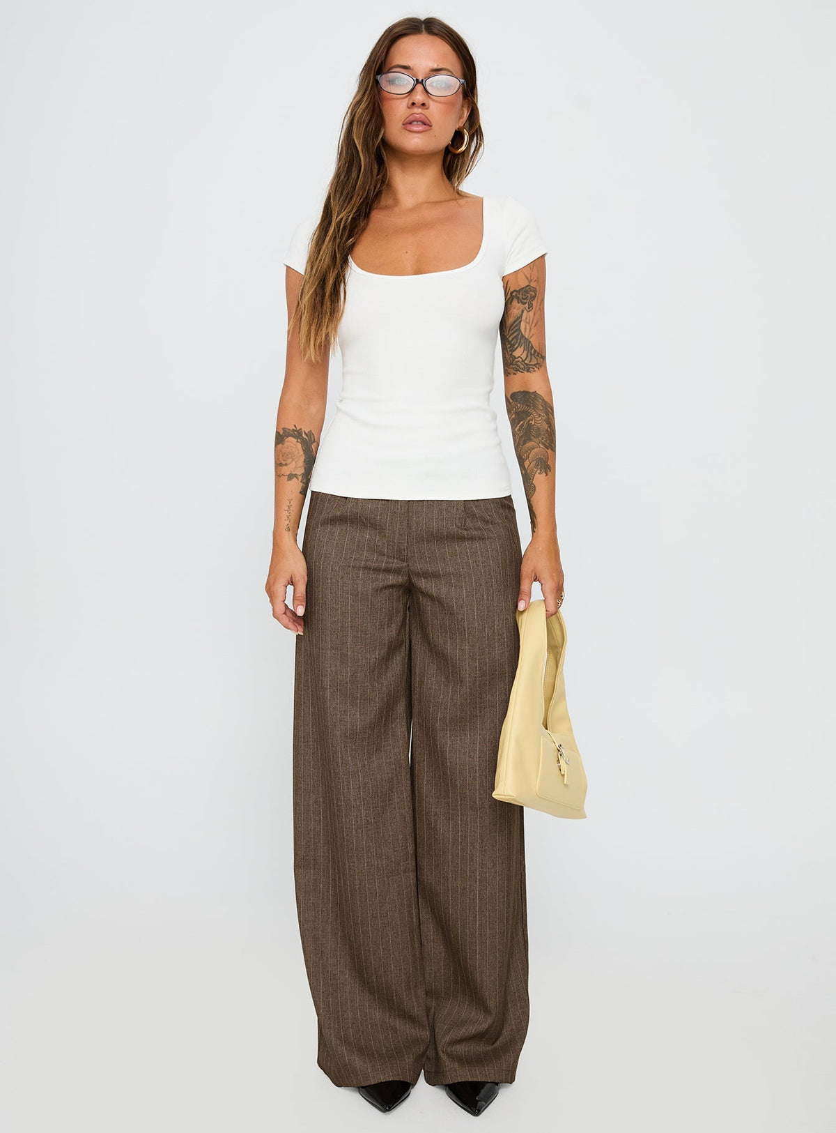 Broadcast Pants Beige Pinstripe