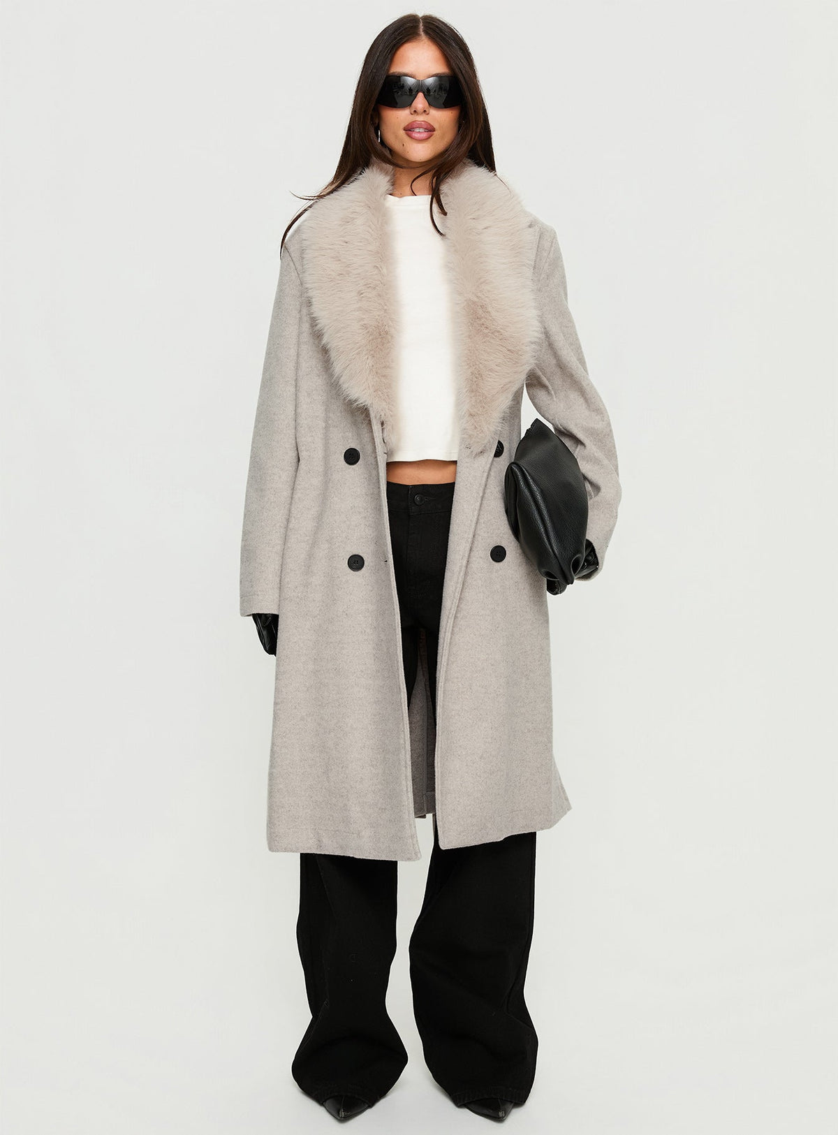 Hallyn Faux Fur Collar Coat Beige