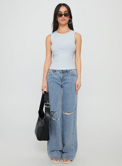 Kadison Low Rise Straight Leg Jeans Mid Wash Blue