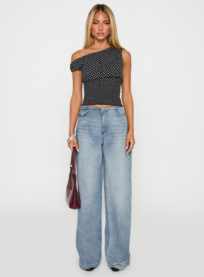 Bowe Low Rise Wide Leg Jeans Blue