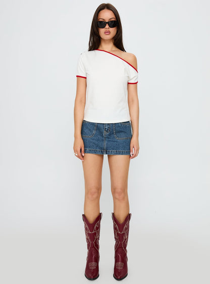 Pitcher Denim Mini Skirt Mid Blue Wash