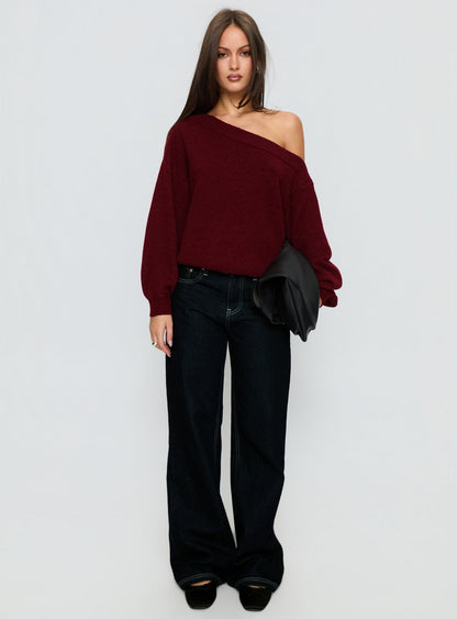 Noble Off The Shoulder Sweater Red