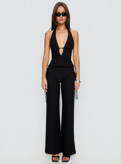 Riane Lace Up Pants Black