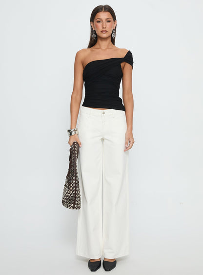 Catiana Low Rise Wide Leg Jeans White