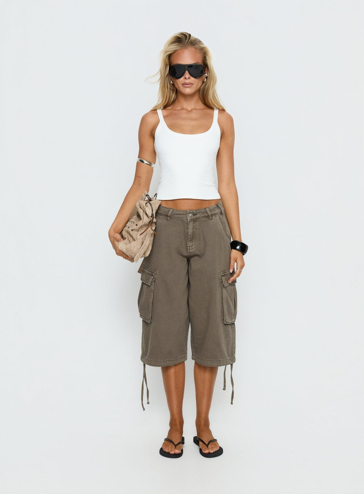 Hudsen Longline Cargo Shorts Khaki