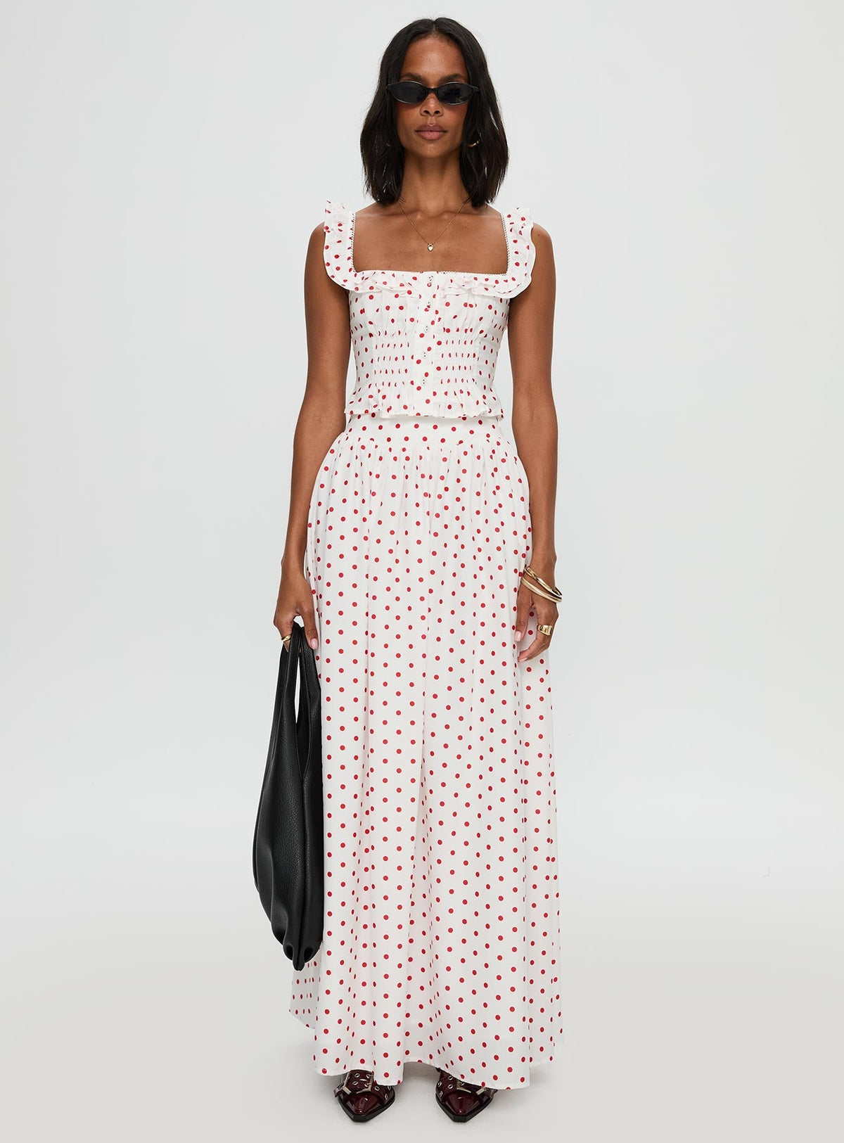 Valerio Maxi Skirt White / Red