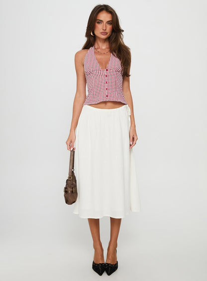 Persuasion Tie Side Midi Skirt White