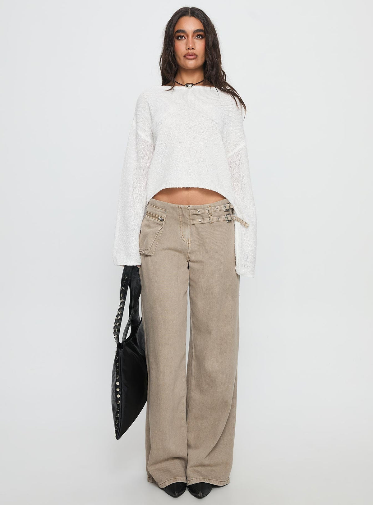 Riala Off Shoulder Knit Sweater White