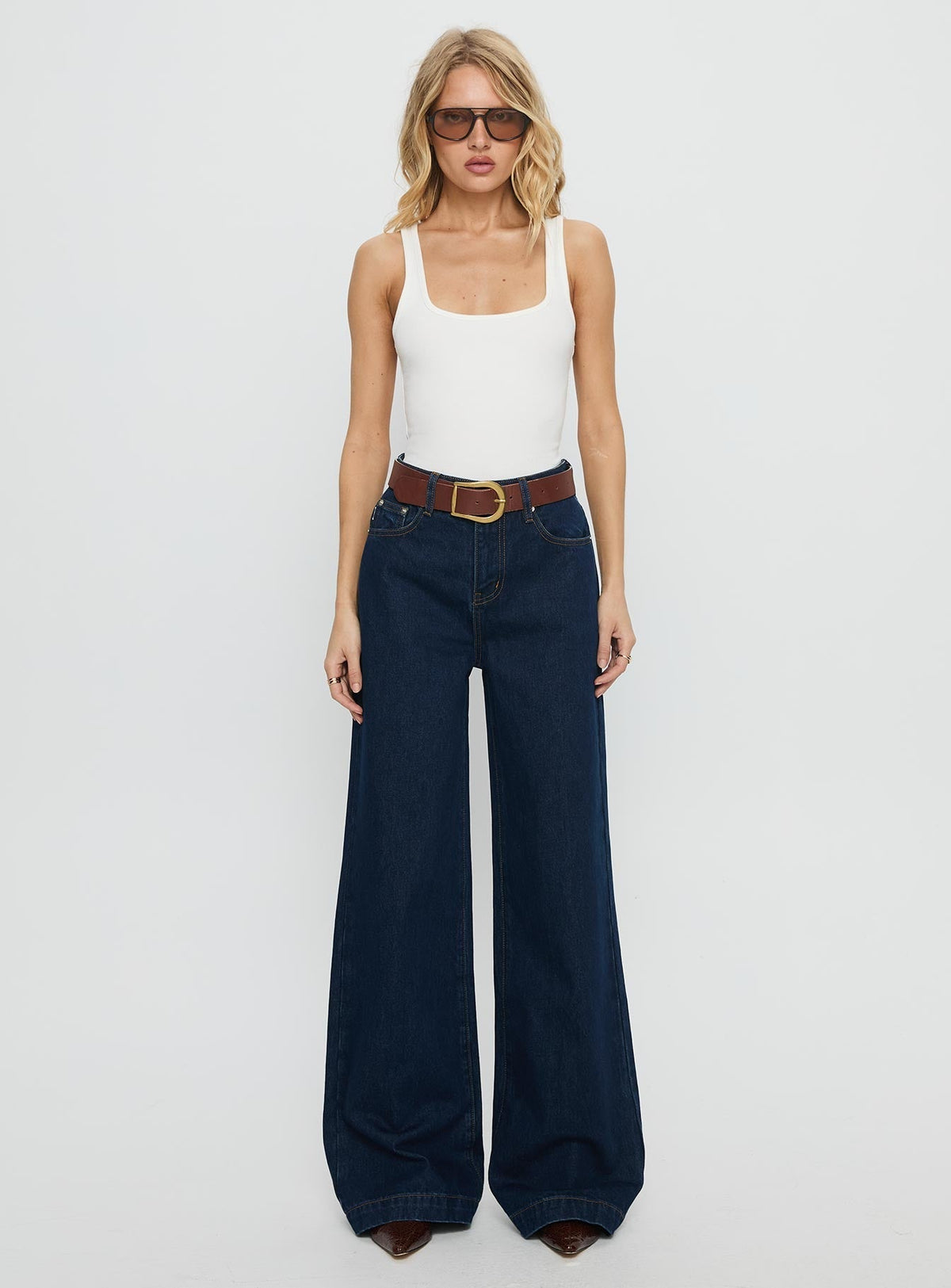 Goldie High Rise Wide Leg Jeans Indigo
