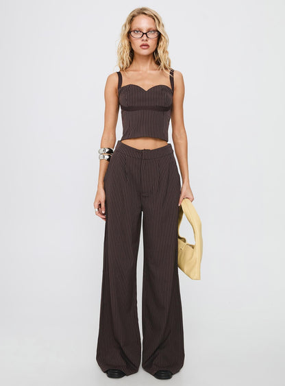 Briana Set Chocolate Pinstripe