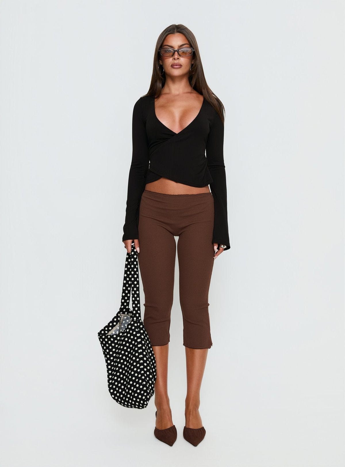 Baseline Rib Capri Pants Chocolate