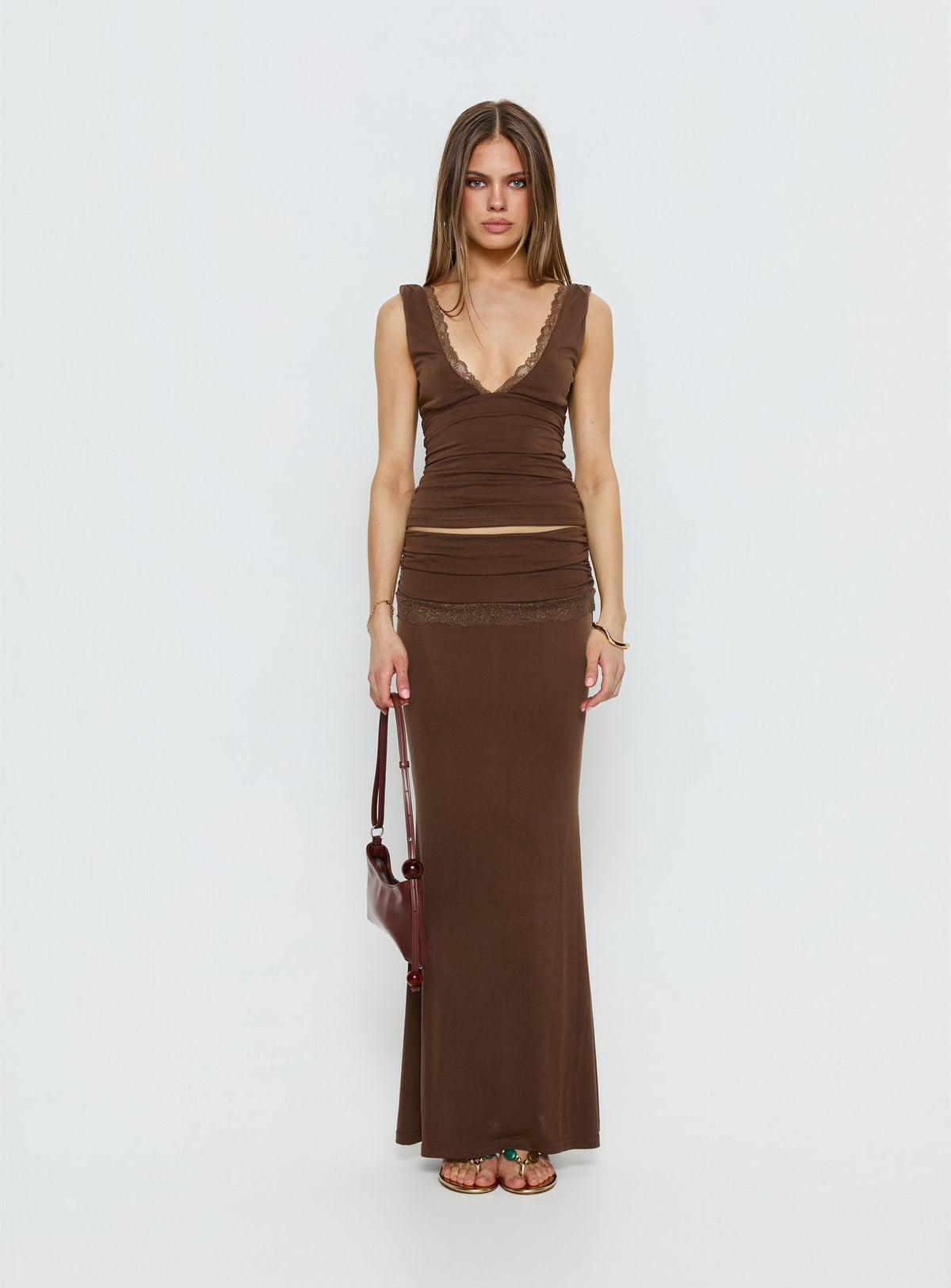 Zespri Jersey Maxi Skirt Brown
